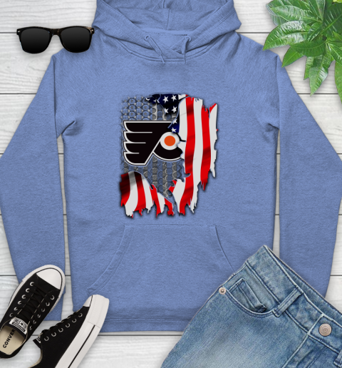 Philadelphia Flyers NHL Hockey American Flag Youth Hoodie 13
