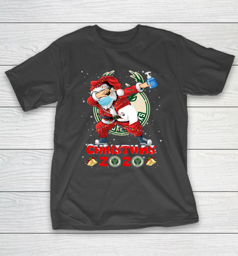Milwaukee Bucks Funny Santa Claus Dabbing Christmas 2020 NBA T-Shirt