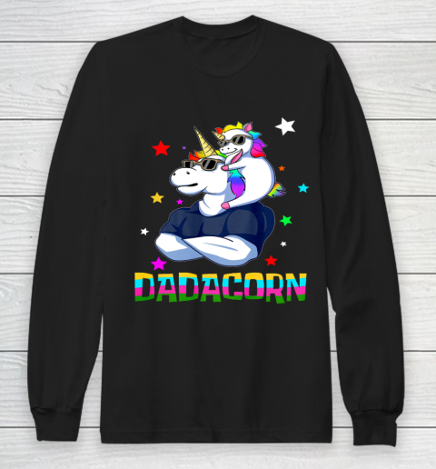 Dadacorn Muscle Shirt Unicorn Dad Baby Christmas Papa Gift Long Sleeve T-Shirt