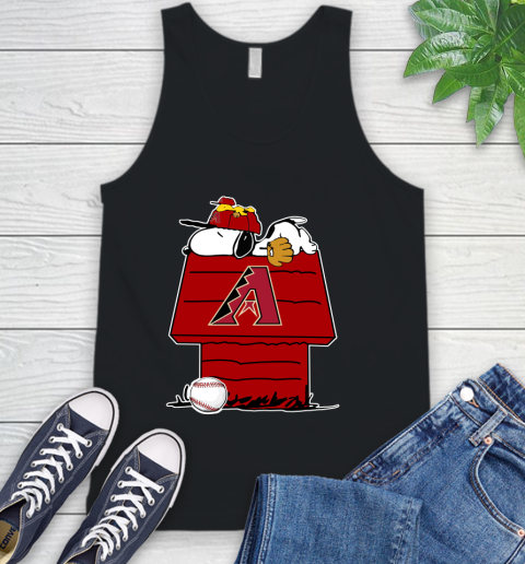 MLB Arizona Diamondbacks Snoopy Woodstock The Peanuts Movie Baseball T Shirt Tank Top 2