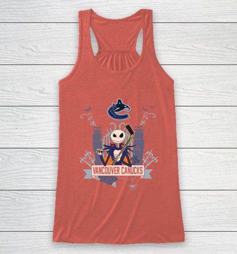 NHL Vancouver Canucks Hockey Jack Skellington Halloween Racerback Tank 3
