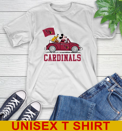 NFL Football Arizona Cardinals Pluto Mickey Driving Disney Shirt T-Shirt