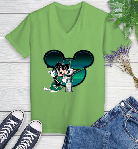 NHL Dallas Stars Stanley Cup Mickey Mouse Disney Hockey T Shirt Women's V-Neck T-Shirt 11