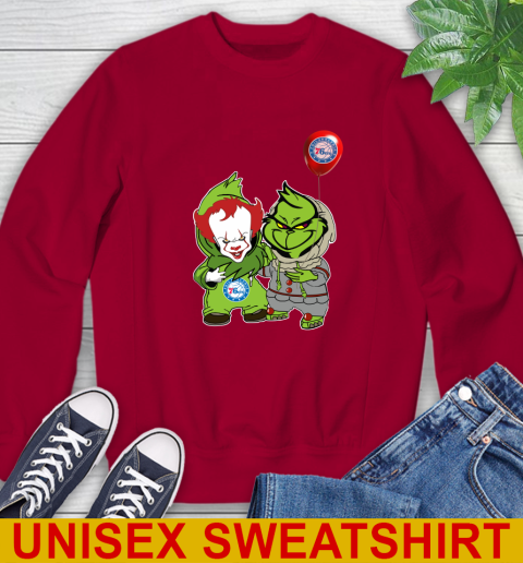 Philadelphia 76ers Baby Pennywise Grinch Christmas NBA Basketball Sweatshirt 7
