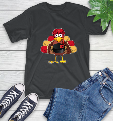 Calgary Flames Turkey Thanksgiving Day T-Shirt 2