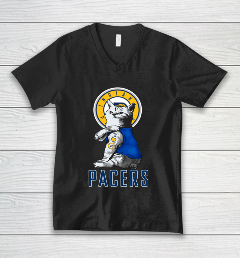 NBA Basketball My Cat Loves Indiana Pacers V-Neck T-Shirt