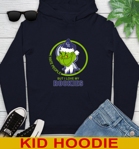 Colorado Rockies MLB Christmas Grinch I Hate People But I Love My Favorite Baseball Team Youth Hoodie 4
