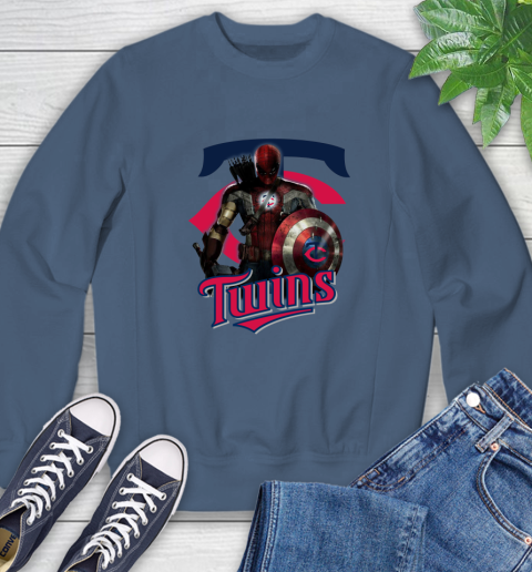 MLB Captain America Thor Spider Man Hawkeye Avengers Endgame Baseball Minnesota Twins Sweatshirt 7