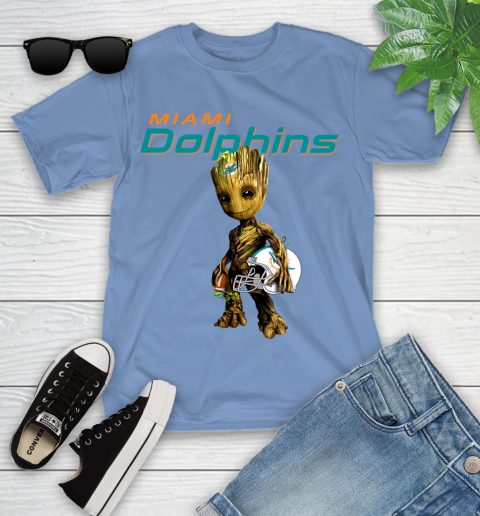 Miami Dolphins NFL Football Groot Marvel Guardians Of The Galaxy Youth T-Shirt 11