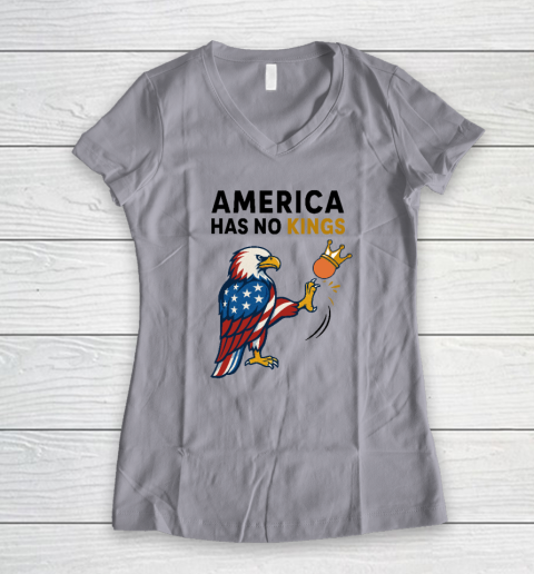 America Has No Kings Eagle Kick Orange Anti Trump Women's V-Neck T-Shirt 2
