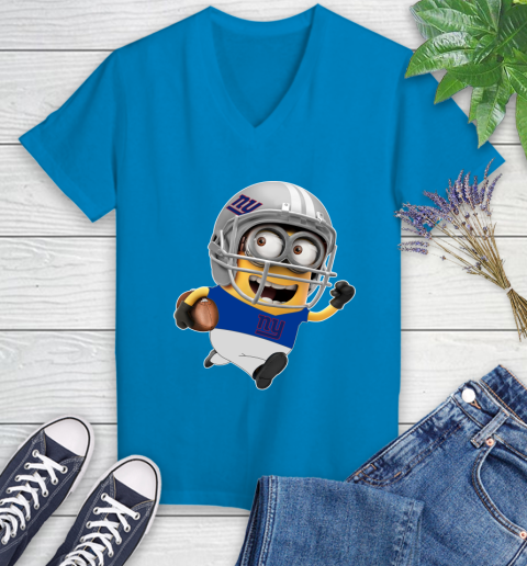 NFL New York Giants Minions Disney Football Sports Women's V-Neck T-Shirt 7