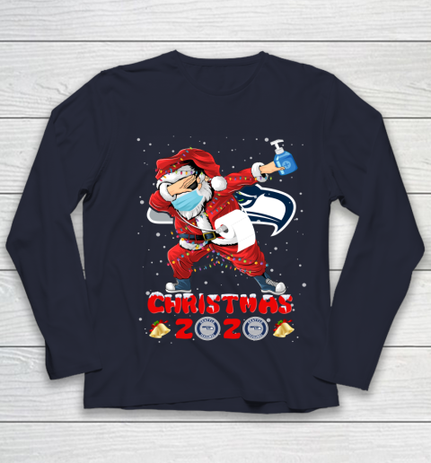 Seattle Seahawks Funny Santa Claus Dabbing Christmas 2020 NFL Youth Long Sleeve 2