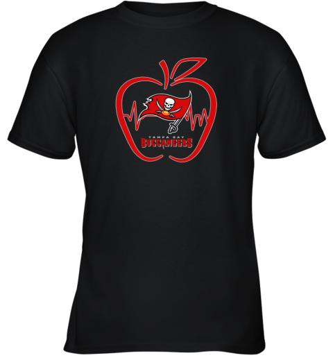 Apple Heartbeat Teacher Symbol Tampa Bay Buccaneers Youth T-Shirt