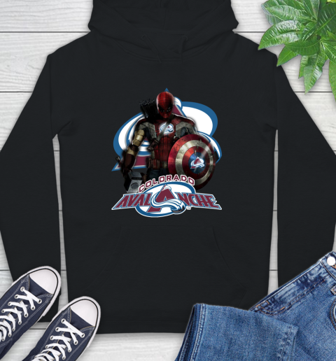 NHL Captain America Thor Spider Man Hawkeye Avengers Endgame Hockey Colorado Avalanche Hoodie 2