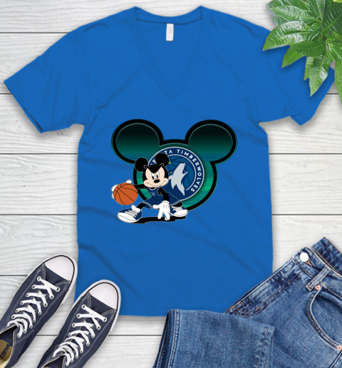 NBA Minnesota Timberwolves Mickey Mouse Disney Basketball V-Neck T-Shirt 6