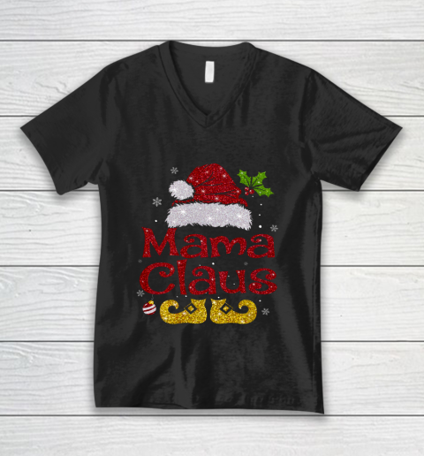 Funny Santa Mama Claus Christmas Matching Family Group V-Neck T-Shirt