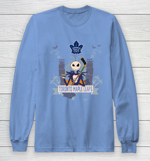 NHL Toronto Maple Leafs Hockey Jack Skellington Halloween Long Sleeve T-Shirt 8
