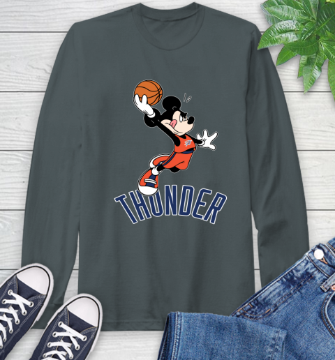 NBA Basketball Oklahoma City Thunder Cheerful Mickey Mouse Shirt Long Sleeve T-Shirt 7