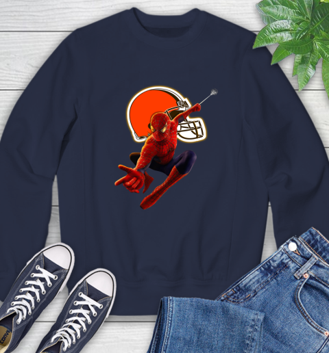 NFL Spider Man Avengers Endgame Football Cleveland Browns Sweatshirt 3