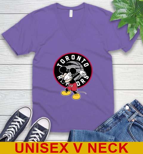 Toronto Raptors NBA Basketball Dabbing Mickey Disney Sports V-Neck T-Shirt 9