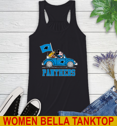 NFL Football Carolina Panthers Pluto Mickey Driving Disney Shirt Racerback Tank 2