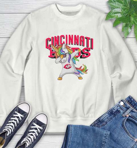 Cincinnati Reds MLB Baseball Funny Unicorn Dabbing Sports Sweatshirt