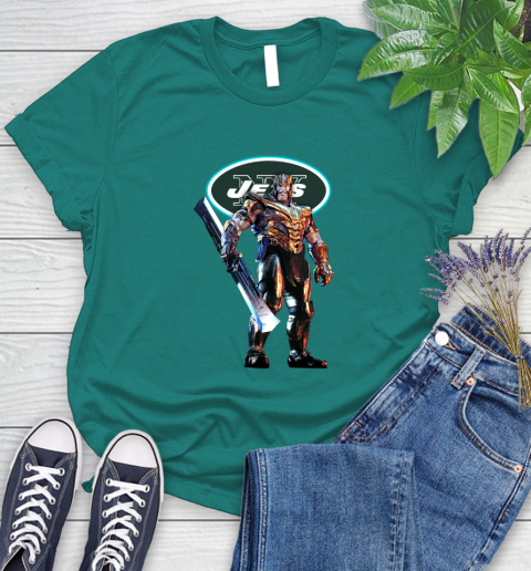 NFL Thanos Gauntlet Avengers Endgame Football New York Jets Women's T-Shirt 12