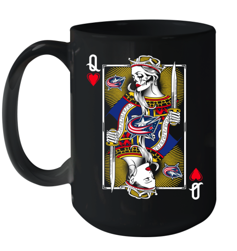 NHL Hockey Columbus Blue Jackets The Queen Of Hearts Card Shirt Ceramic Mug 15oz