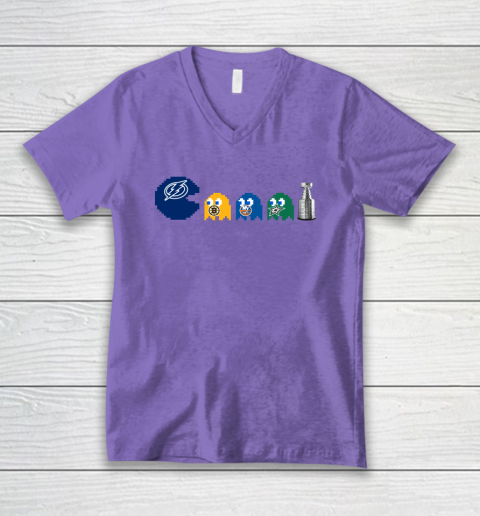 Tampa Bay Lightning x Pacman Create History For Stanley Cup V-Neck T-Shirt 9