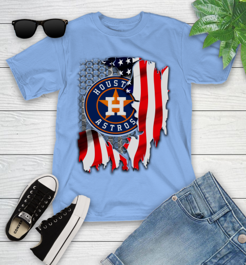 Houston Astros MLB Baseball American Flag Youth T-Shirt 15