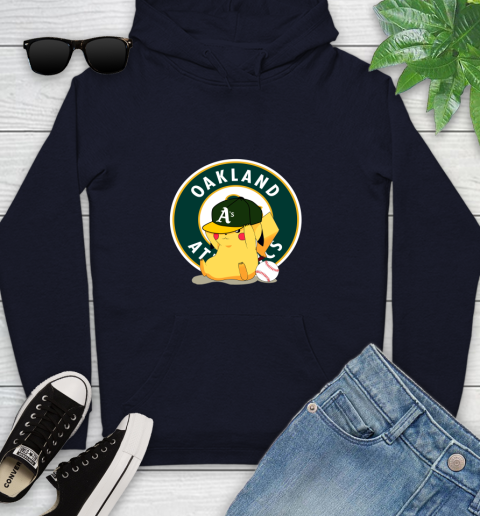 MLB Pikachu Baseball Sports Oakland Athletics Youth Hoodie 4