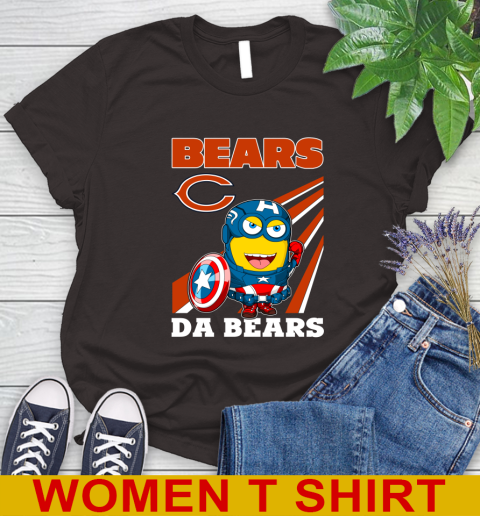 NFL Football Chicago Bears Captain America Marvel Avengers Minion Shirt Women's T-Shirt 9
