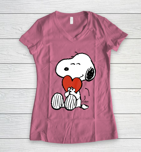 Peanuts Snoopy Heart Valentine Women's V-Neck T-Shirt 7
