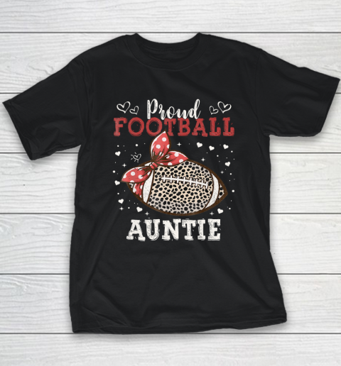 Proud Football Auntie Shirt Women Leopard Game Day Players Youth T-Shirt