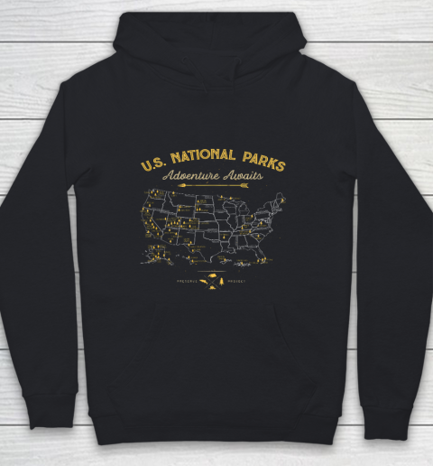 National Parks T shirt Map Camping Hiking Youth Hoodie