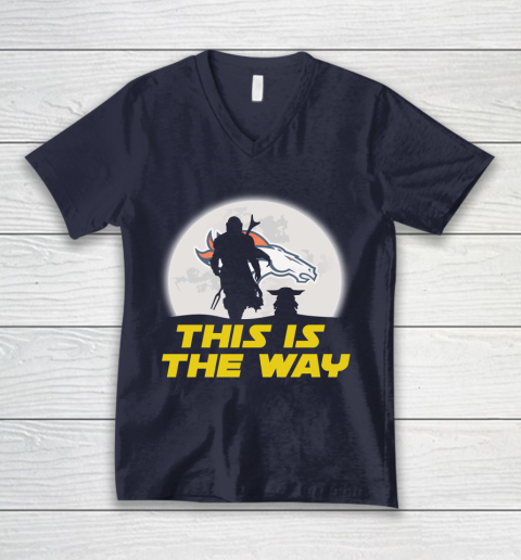 Denver Broncos NFL Football Star Wars Yoda And Mandalorian This Is The Way V-Neck T-Shirt 2
