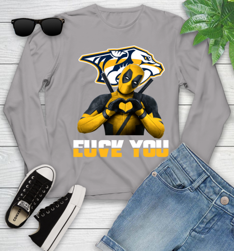 NHL Nashville Predators Deadpool Love You Fuck You Hockey Sports Youth Long Sleeve 5