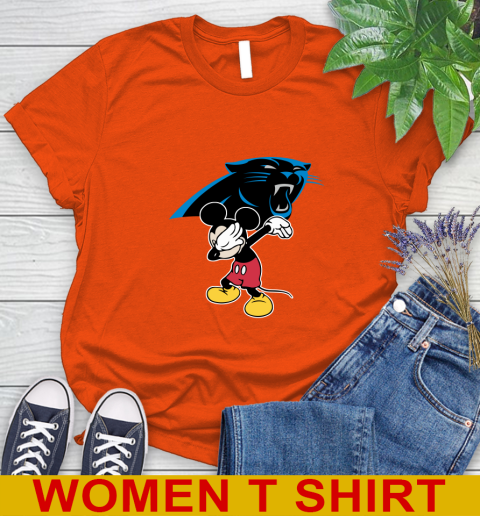 Carolina Panthers NFL Football Dabbing Mickey Disney Sports Women's T-Shirt 4