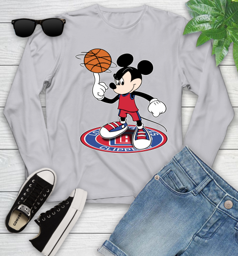 NBA Basketball LA Clippers Cheerful Mickey Disney Shirt Youth Long Sleeve 5