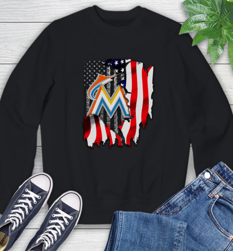Miami Marlins MLB Baseball American Flag Sweatshirt