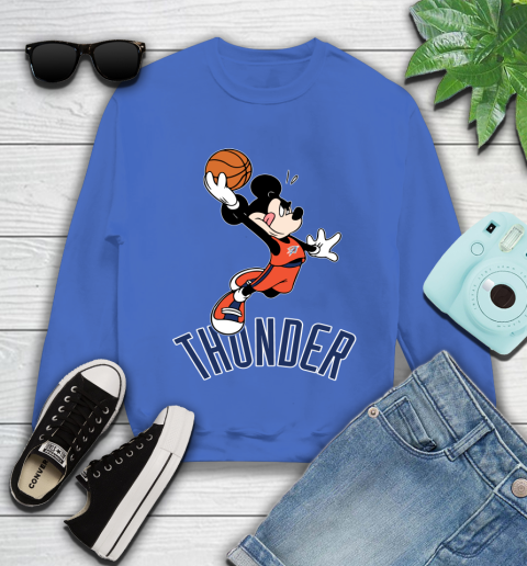 NBA Basketball Oklahoma City Thunder Cheerful Mickey Mouse Shirt Youth Sweatshirt 7