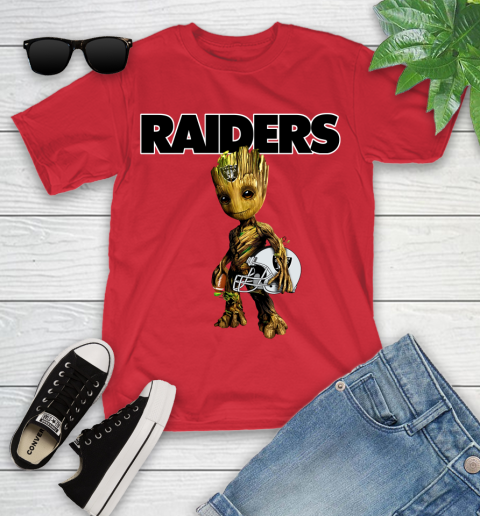 Oakland Raiders NFL Football Groot Marvel Guardians Of The Galaxy Youth T-Shirt 10