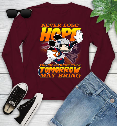 New England Patriots NFL Football Mickey Disney Never Lose Hope Youth Long Sleeve 6