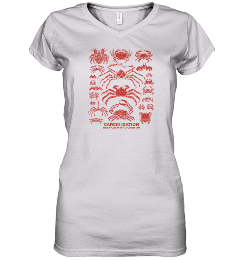 Carcinization Keep Calm Crab On Women's V-Neck T-Shirt - Topshirtpro