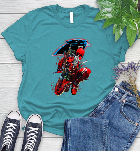 NFL Deadpool Marvel Comics Sports Football Carolina Panthers Women's T-Shirt 12