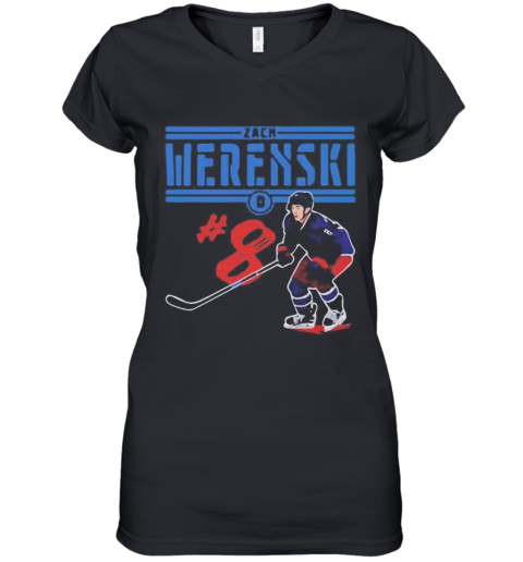 Zach Werenski 8 Columbus Hockey Women's V-Neck T-Shirt