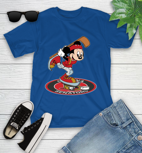 NHL Hockey Ottawa Senator Cheerful Mickey Disney Shirt Youth T-Shirt 9