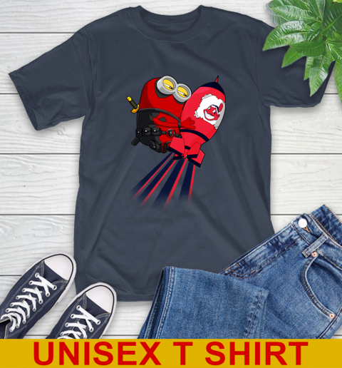 MLB Baseball Cleveland Indians Deadpool Minion Marvel Shirt T-Shirt - Image 4