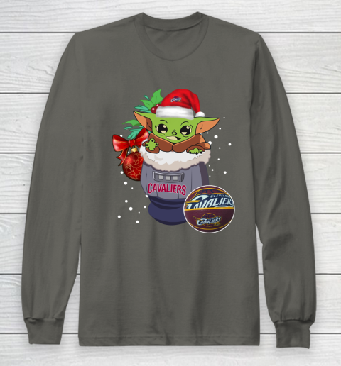 Cleveland Cavaliers Christmas Baby Yoda Star Wars Funny Happy NBA Long Sleeve T-Shirt 8