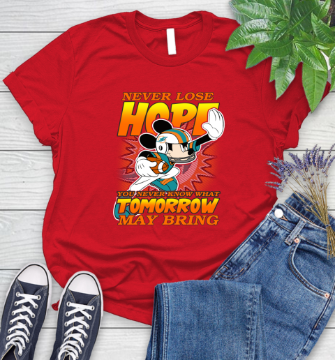 Miami Dolphins NFL Football Mickey Disney Never Lose Hope Women's T-Shirt 13